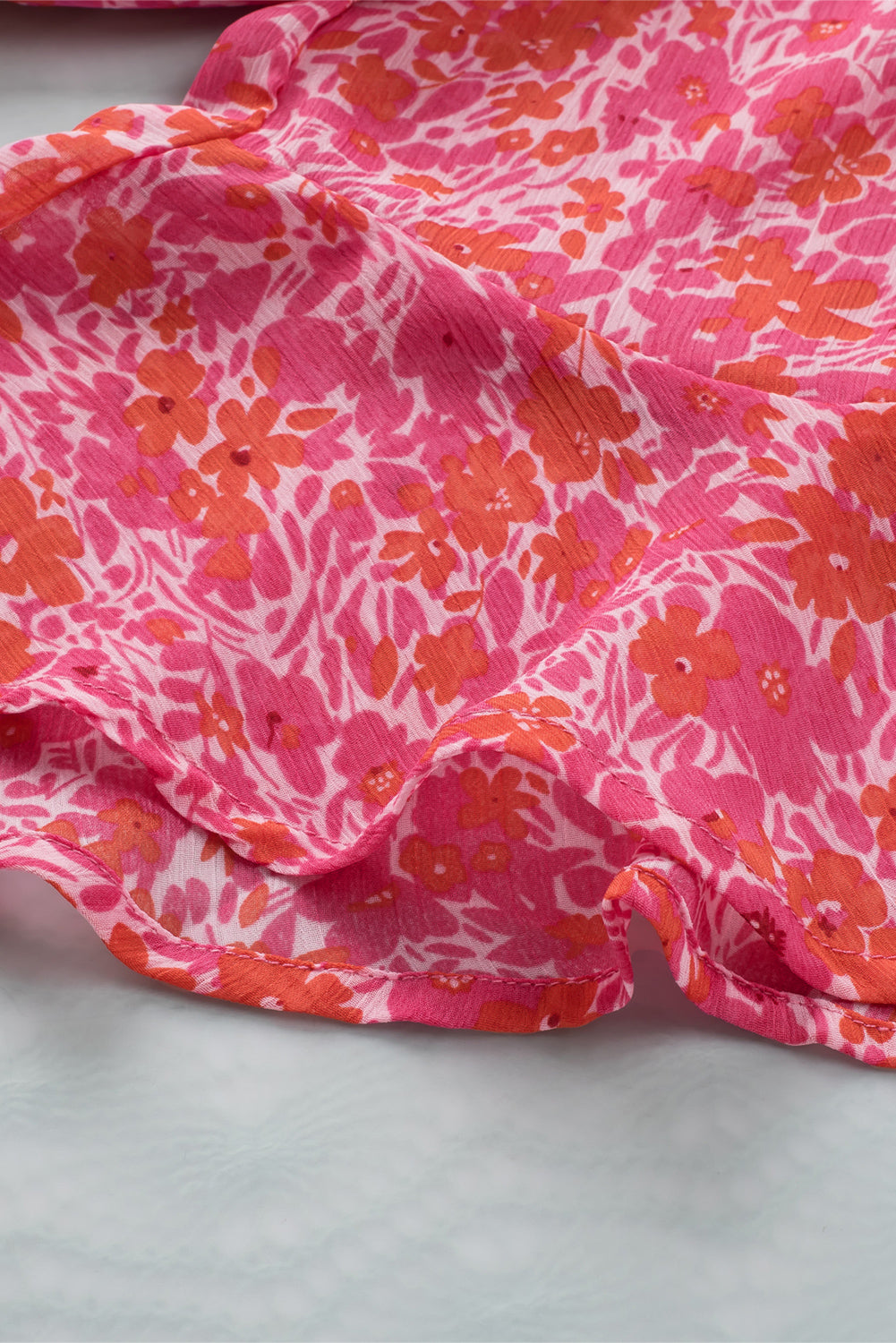 Wrap V Neck Ruffled Sleeve Floral Romper
