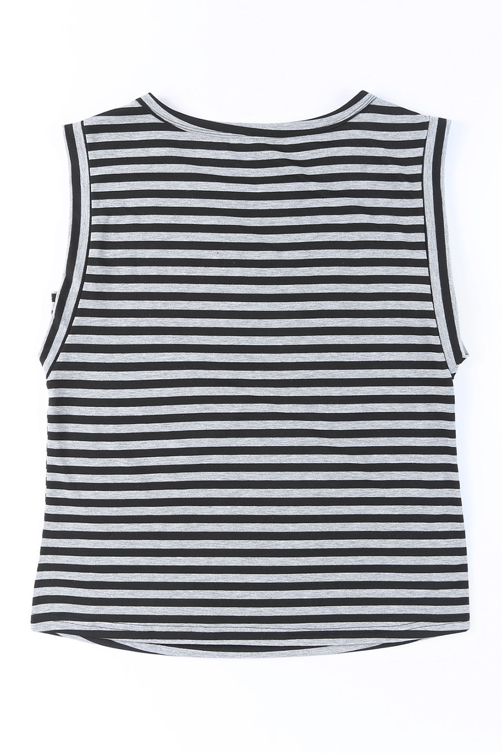 Striped Crew Neck Casual Ribbed Tank Top
