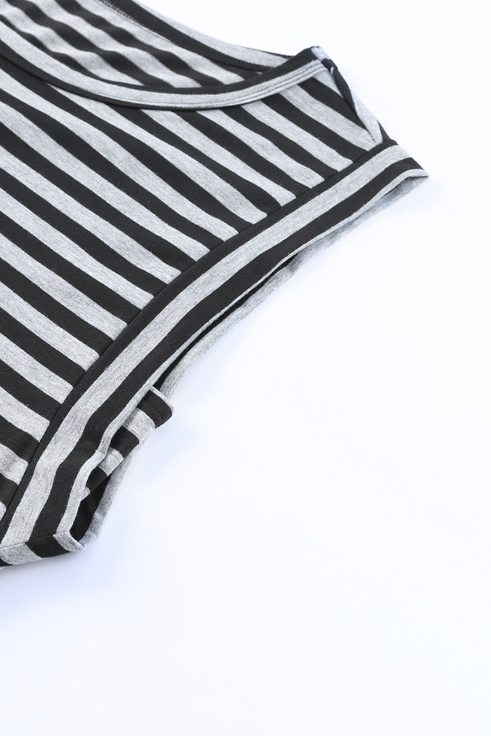 Striped Crew Neck Casual Ribbed Tank Top