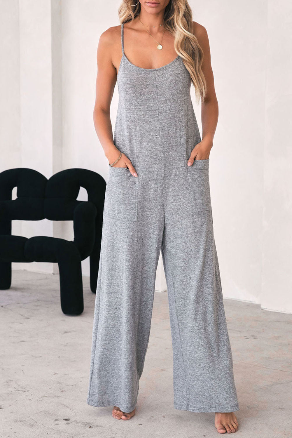Khaki Leopard Print Wide Leg Spaghetti Straps Jumpsuit