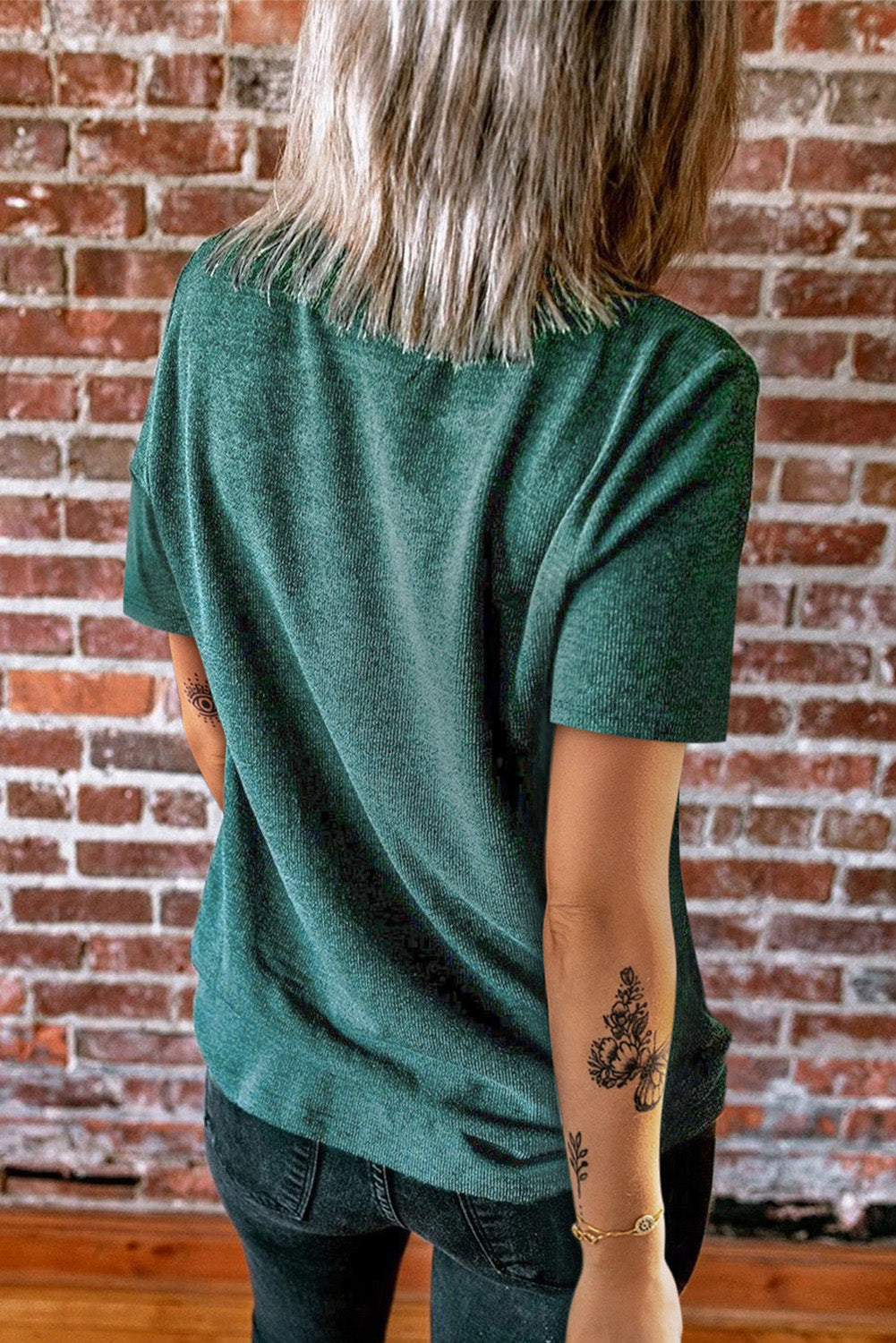 Short Sleeve Crisscross Front V Neck T Shirt