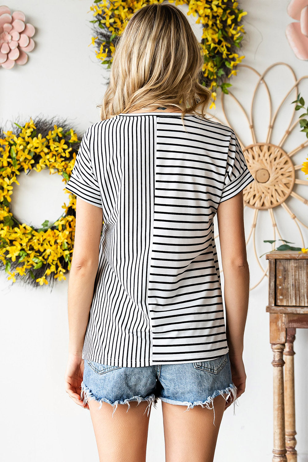 Striped Print Casual Pocket T Shirt