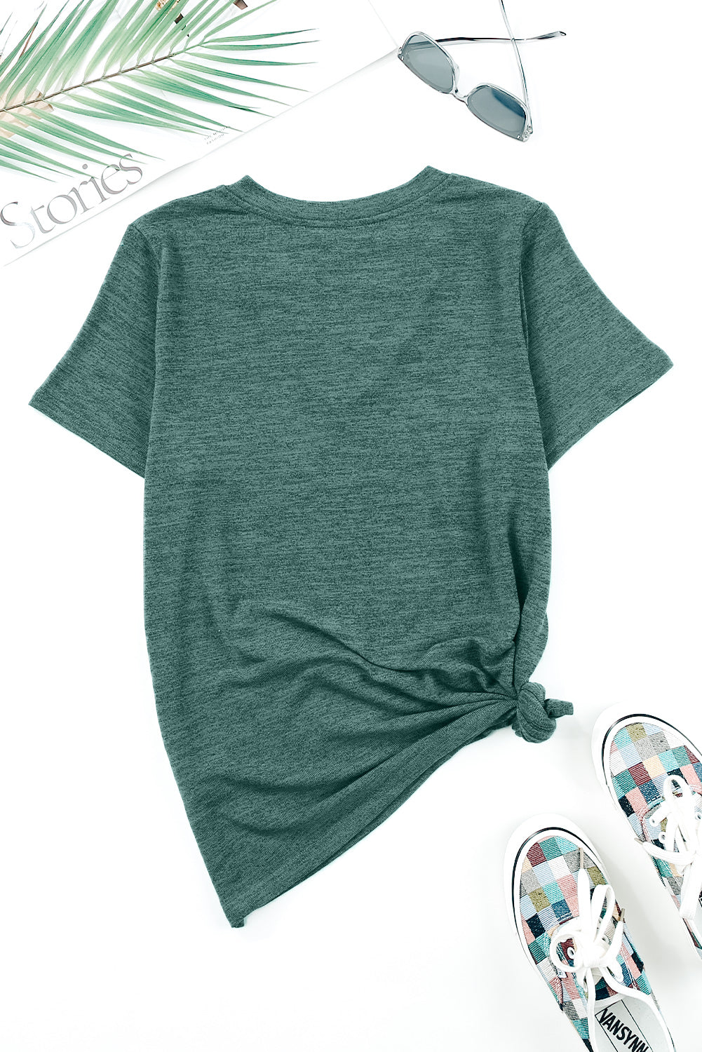 Short Sleeve Crisscross Front V Neck T Shirt