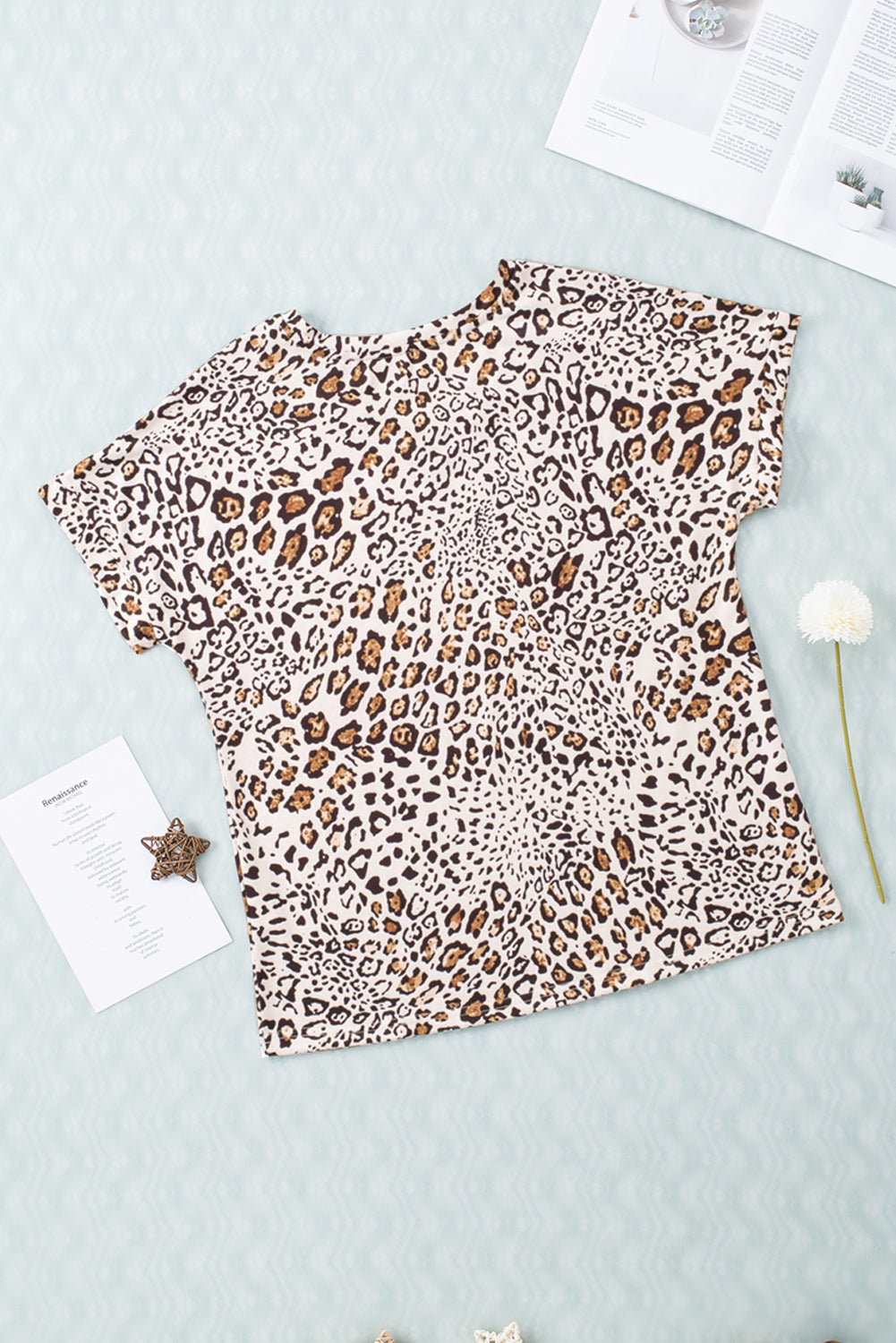 Print Loose Fit V Neck Short Sleeve T Shirt