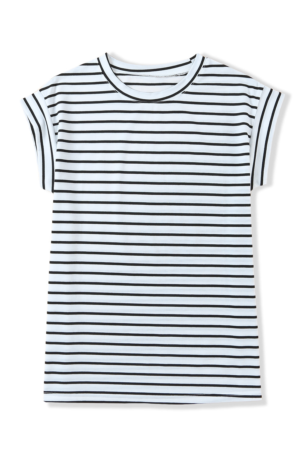 Striped Crew Neck Casual Ribbed Tank Top