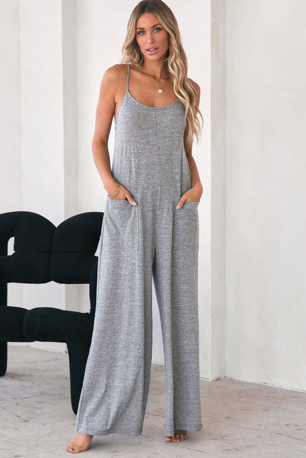 Khaki Leopard Print Wide Leg Spaghetti Straps Jumpsuit